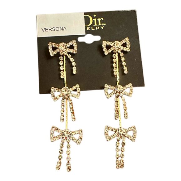 nOir Jewelry Crystal Bow Drop Earrings - NWT - Picture 1 of 6